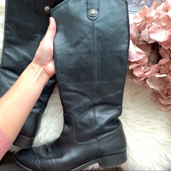 FRYE Melissa Button Black Tall Shaft Leather Boot - Picture 15 of 15